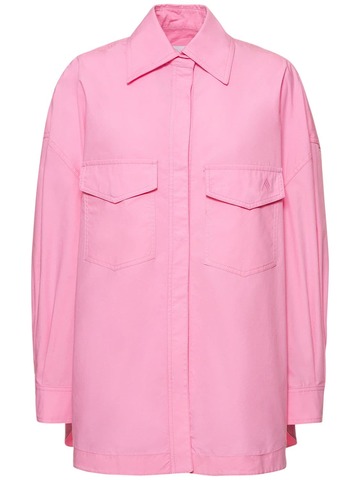 the attico cotton canvas overshirt jacket in pink