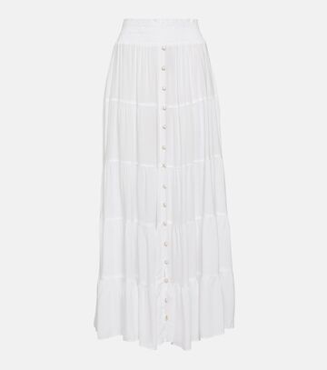 melissa odabash dee tiered high-rise maxi skirt in white
