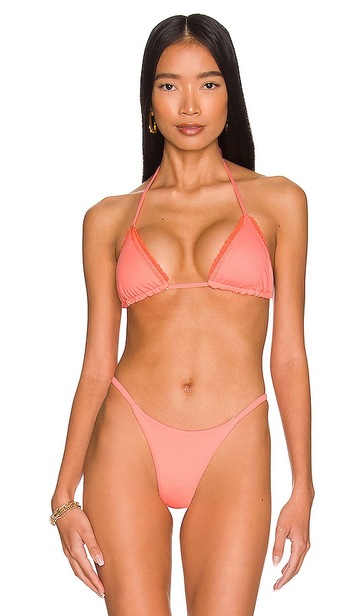 Maaji Balmy Reversible Bikini Top in Pink in coral
