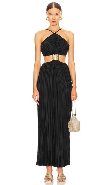 cult gaia mitra sleeveless halter gown in black