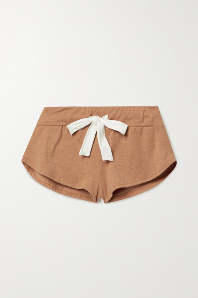EBERJEY - Heather Cotton-blend Jersey Shorts - Brown