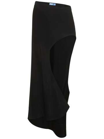MUGLER Asymmetrical Jersey Midi Skirt in black