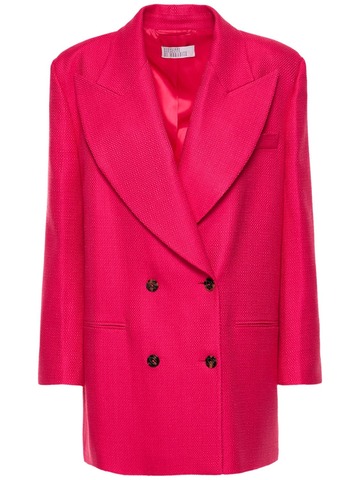 GIUSEPPE DI MORABITO Textured Wool Oversize Blazer in pink