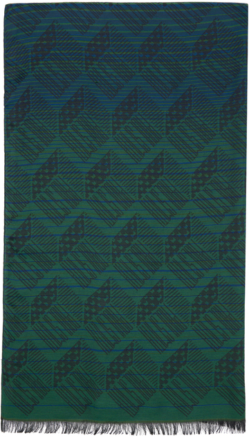 paul smith navy & green 'ps' cube scarf in blue