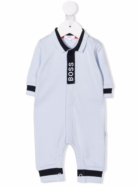 BOSS Kidswear logo-print long-sleeved romper - Blue