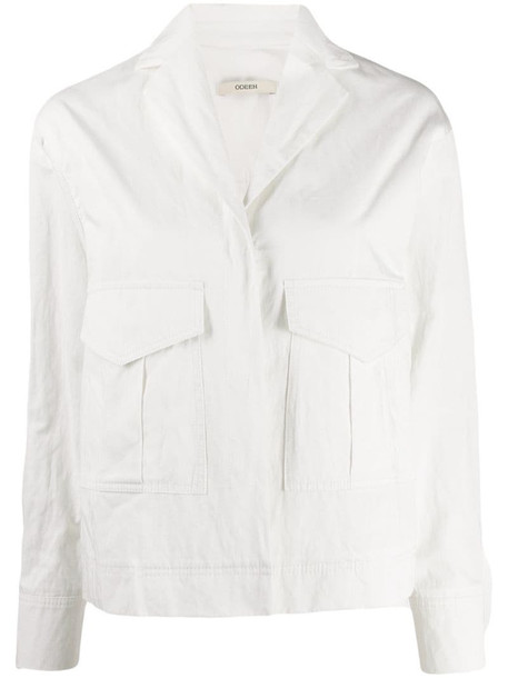 Odeeh flap-pocket denim jacket in white