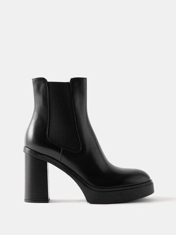 santoni - libra 75 leather platform boots - womens - black