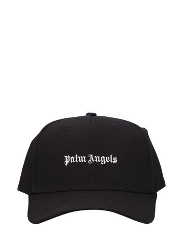 palm angels classic logo cotton baseball cap in black