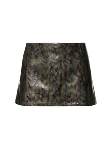 MIAOU Fig Faux Leather Printed Mini Skirt in green / multi