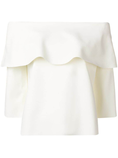 Stella McCartney off-the-shoulder frill blouse in white