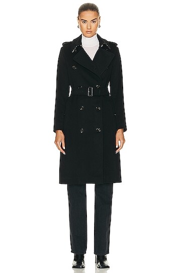 burberry kensington trench coat in black