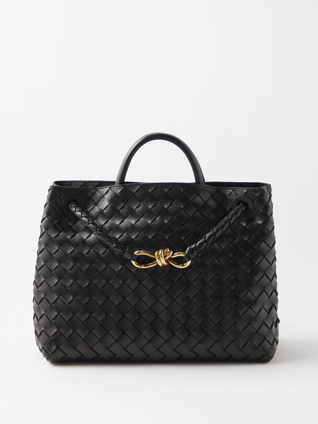 Bottega Veneta - Andiamo Medium Intrecciato-leather Handbag - Womens - Black