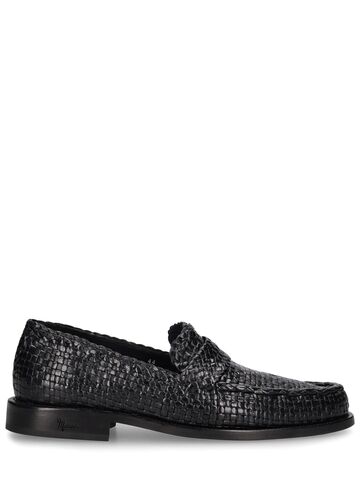 marni 20mm woven leather loafers in black