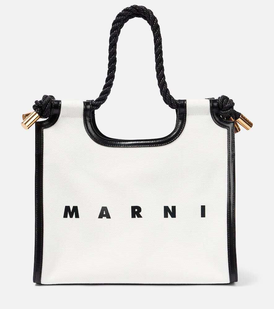 Marni Marcel Medium canvas tote bag in brown