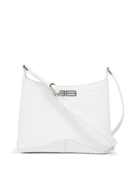 Balenciaga - Xx Bb-logo Crocodile-effect Leather Shoulder Bag - Womens - White