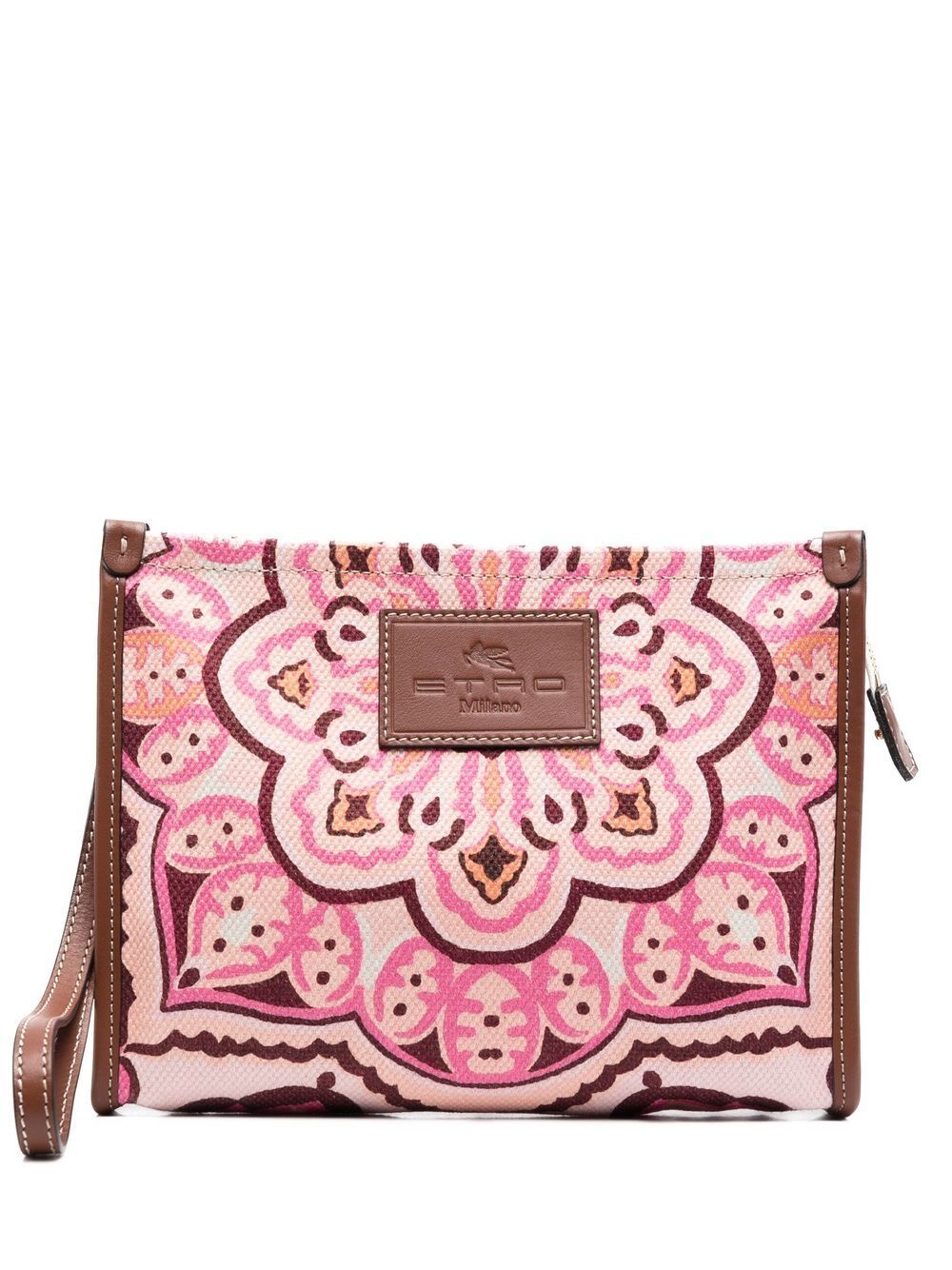 ETRO paisley-print logo clutch bag - Pink
