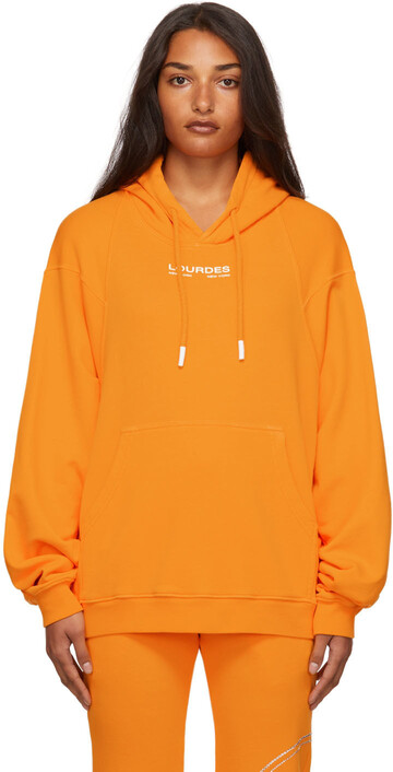 Lourdes Crystal Graphic Hoodie in orange