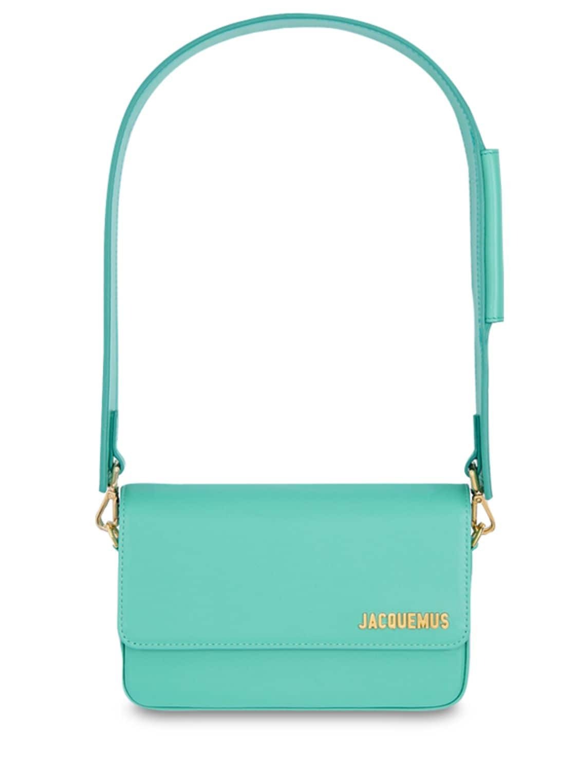 JACQUEMUS Le Carinu Leather Shoulder Bag in turquoise
