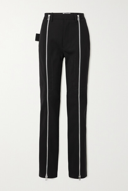 Bottega Veneta - Zip-detailed Stretch Wool-blend Twill Straight-leg Pants - Black
