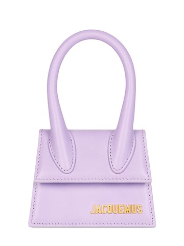 jacquemus le chiquito leather top handle bag in lilac
