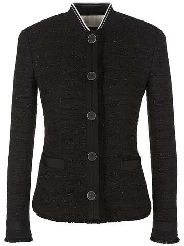 GIORGIO ARMANI Cotton Blend Jacket W/ Stand Collar in black