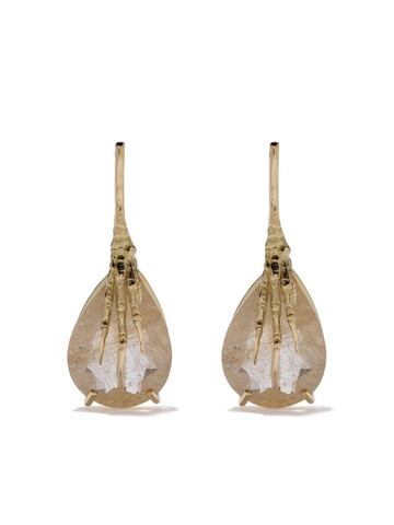 Wouters & Hendrix Gold 18kt claw rutilated quartz earrings in gold / yellow