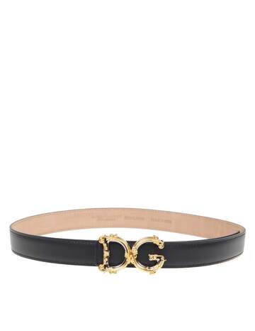 Dolce & Gabbana Belt In Calf Leather With Baroque Logo in black