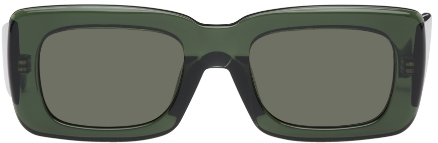 The Attico Green Linda Farrow Edition Large Marfa Sunglasses in transparent