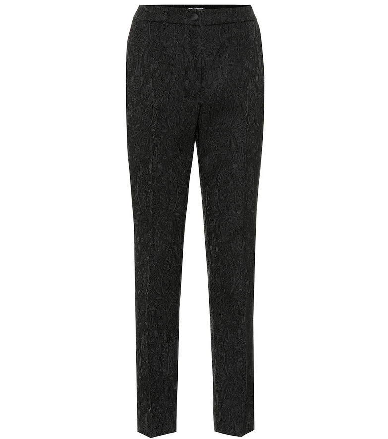 DOLCE & GABBANA High-rise slim-leg jacquard trousers in black - Wheretoget