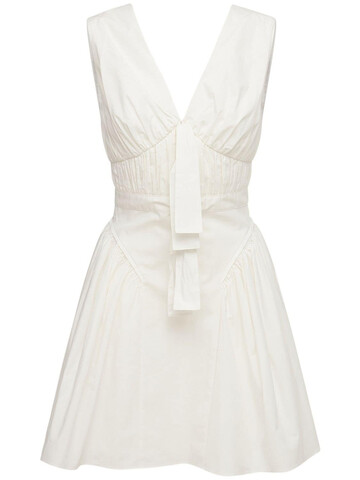 SELF-PORTRAIT Cotton Stretch Mini Dress W/bows in white