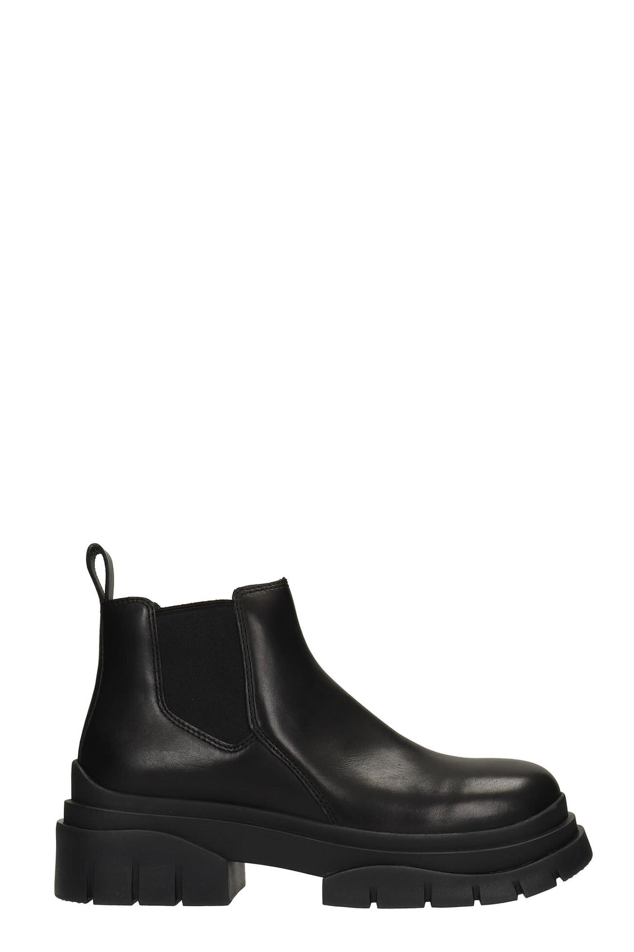 Ash Shadow Low Heels Ankle Boots In Black Leather in nero