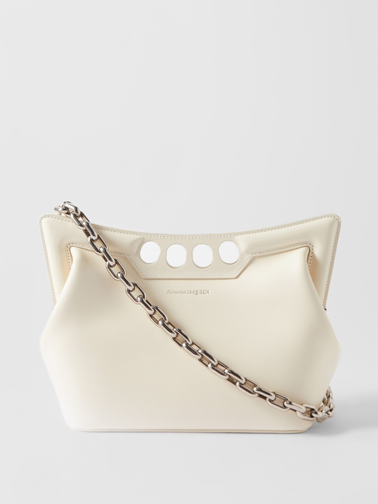 Alexander Mcqueen - The Peak Small Leather Shoulder Bag - Womens - White
