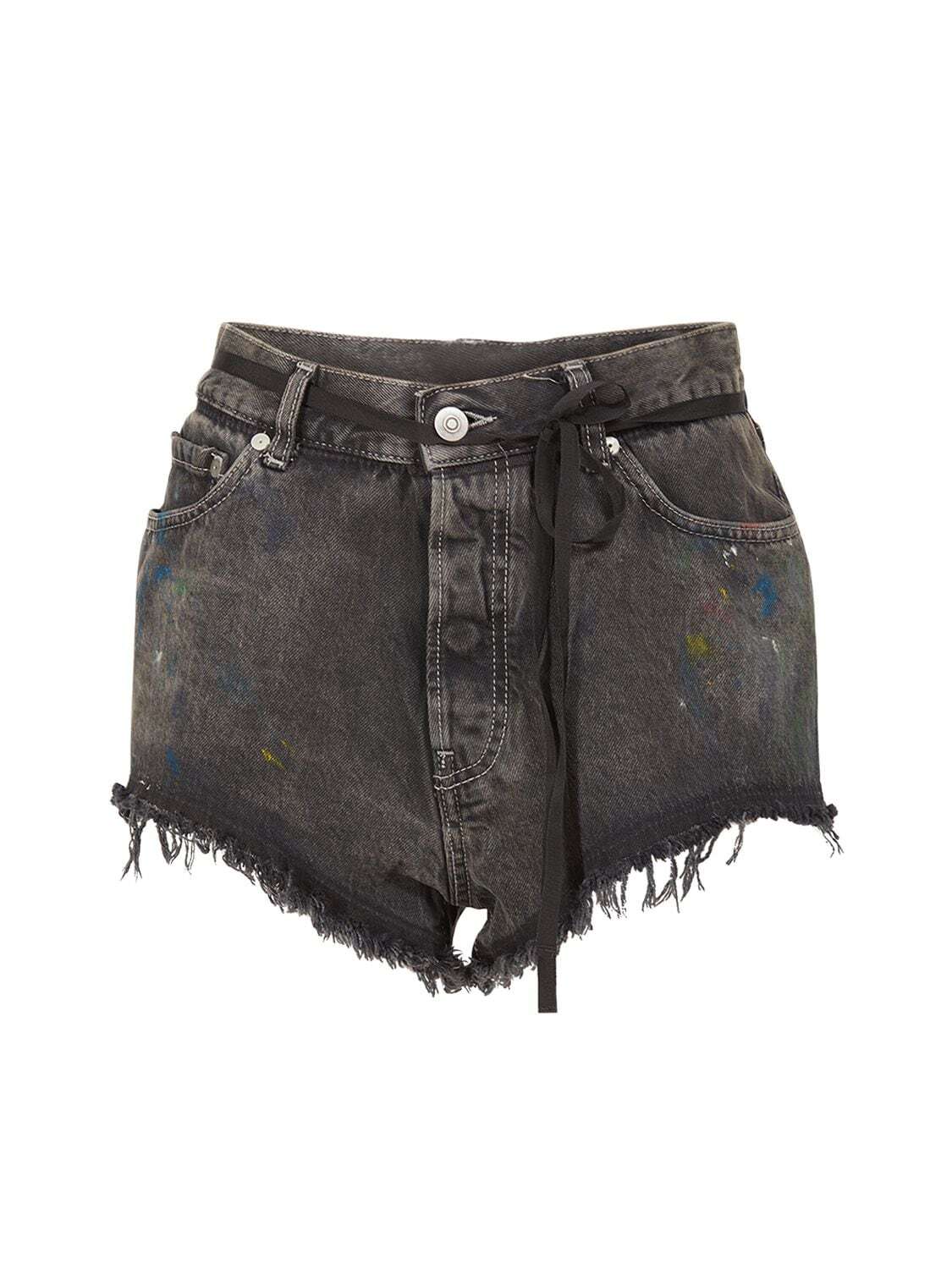 MAISON MARGIELA Washed Cotton Denim Splatter Shorts in black