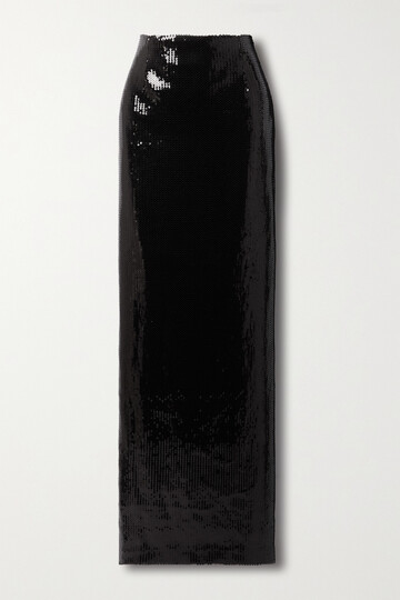galvan - beating heart sequined tulle maxi skirt - black
