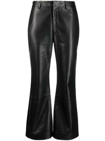 closed wharton cropped leather trousers - black