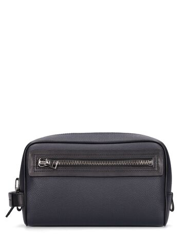 tom ford leather toiletry bag in blue