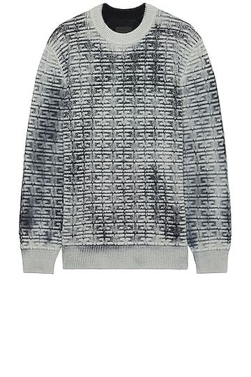 givenchy crew neck sweater in grey in black / white