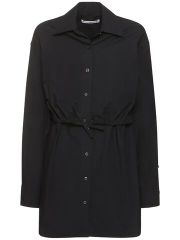 alexander wang double layered self-tie shirt mini dress in black