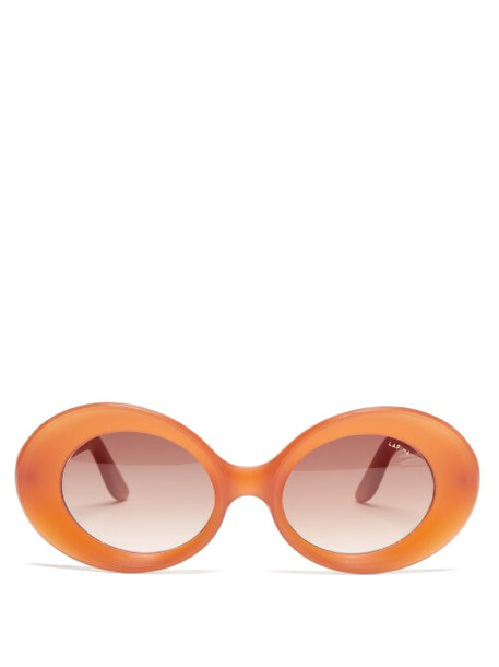 Lapima - Madalena Oval Acetate Sunglasses - Womens - Natural Red