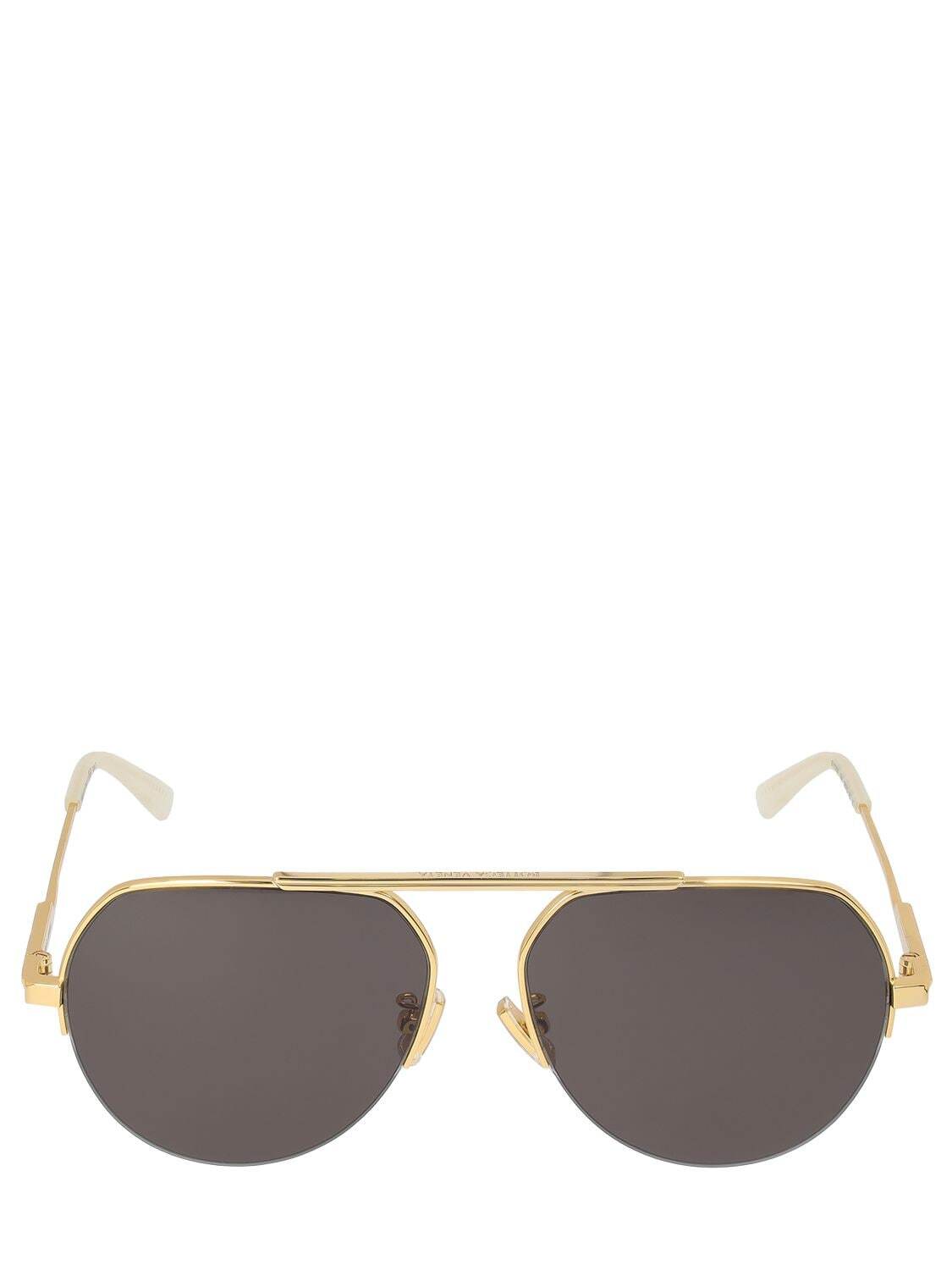 BOTTEGA VENETA Bv1150s Pilot Metal Sunglasses in gold