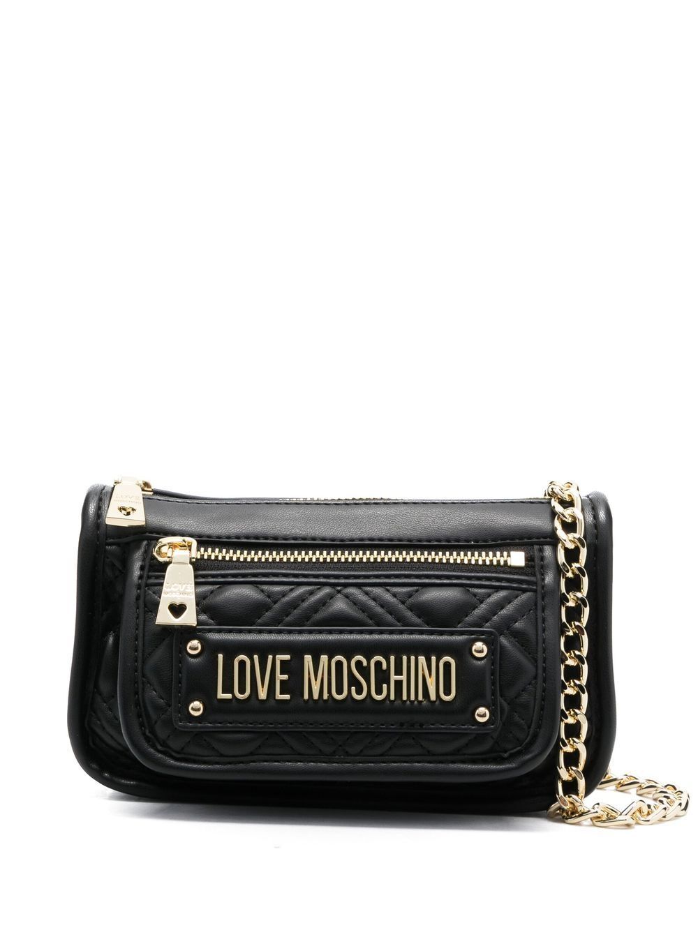 Love Moschino logo-lettering quilted bag - Black