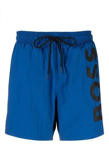 boss logo-print swim shorts - blue