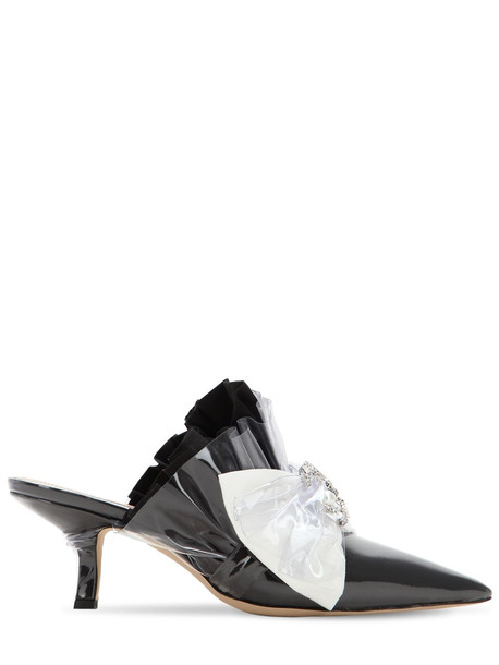 MIDNIGHT 00 65mm Embellished Plexi & Cotton Mules in black / white