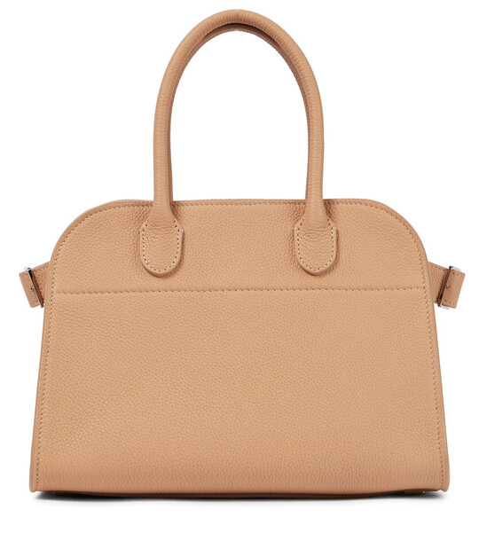 The Row Margaux Small grained leather tote in brown