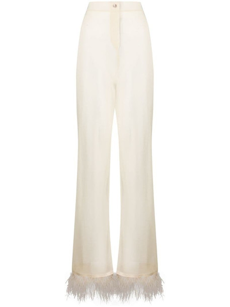 Alanui sheer feather-trimmed trousers in neutrals