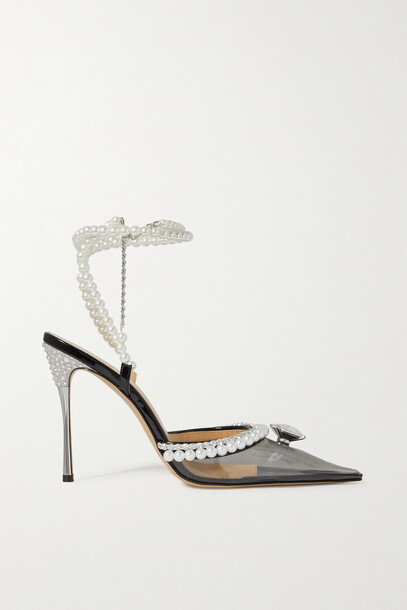 MACH & MACH - Diamond Of Elizabeth Embellished Pvc And Patent-leather Sandals - Black