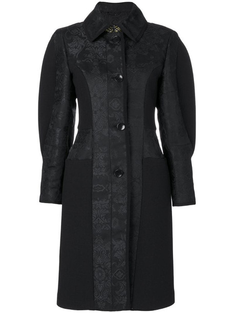 Etro paisley puff-sleeve coat in black