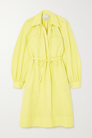 3.1 phillip lim - belted cotton-poplin midi shirt dress - yellow