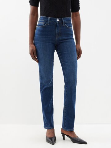 frame - le high straight-leg jeans - womens - dark blue