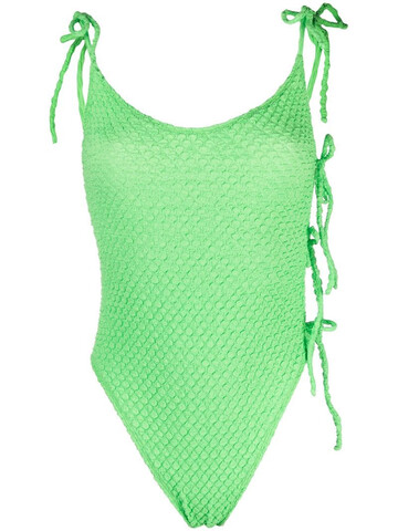 ACK textured slim-cut swimsuit in green